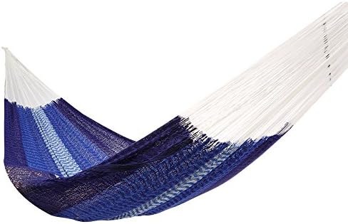 Mayan Double Hammock, 118 inchx86 inch, South American Style Cotton Bed with Nylon Harness, Includes Carrying Pouch, Perfect for Indoor/Outdoor Relaxation