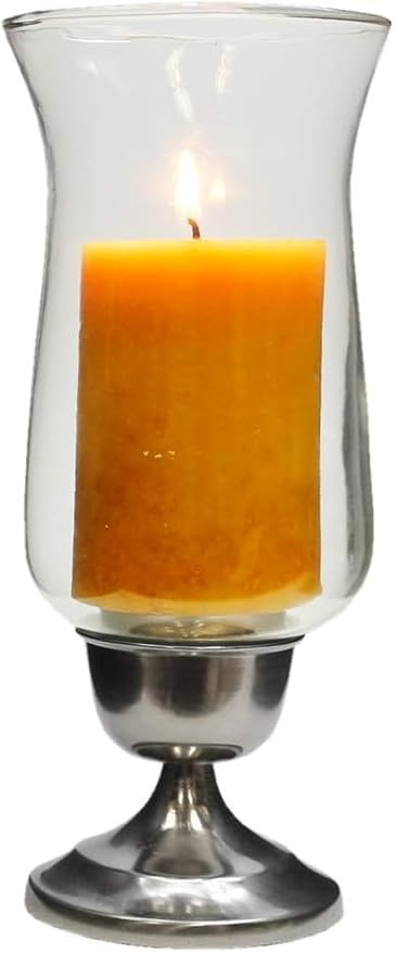 Krystle Collection Traditional Mouth-Blown Glass Hurricane Candle Holder - Elegant Table Decorations Centerpieces for Dining/Living Room - Ideal Wedding Gift Candlestick Accent D?cor (Set of 2, 10?)