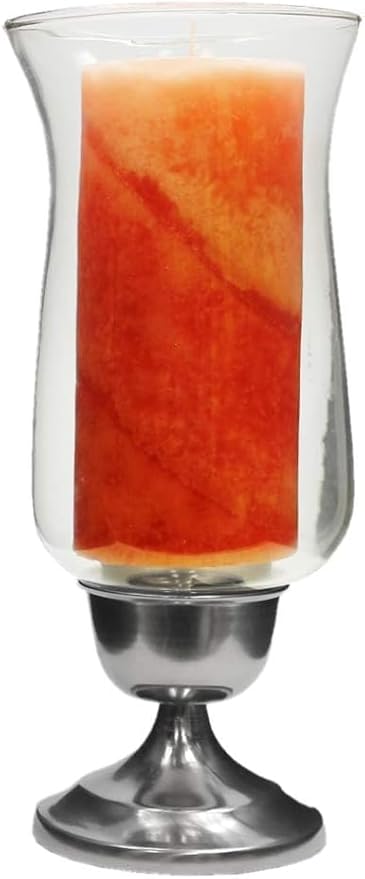 Krystle Collection Traditional Mouth-Blown Glass Hurricane Candle Holder - Elegant Table Decorations Centerpieces for Dining/Living Room - Ideal Wedding Gift Candlestick Accent D?cor (Set of 2, 10?)