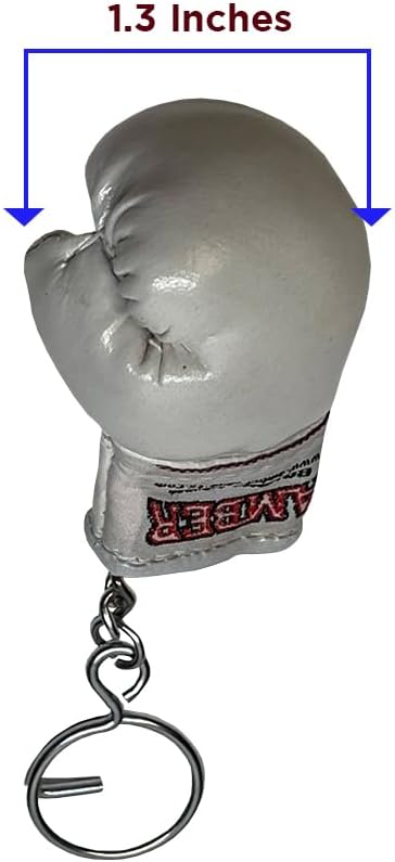 Amber Sporting Goods Boxing Glove Replica Keyring Authentic Miniature Souvenir with Heavy-Duty Design (White)