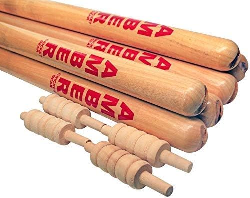 Amber Fight Gear Complete Cricket Stumps and Bails Set - 6 Full Size Stumps, 4 Bails for Test and Club Matches, Wood Craftsmanship