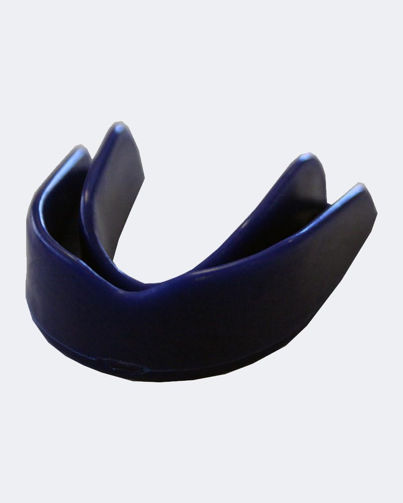Blue custom fit sports mouthguard with a hygienic carrying cas