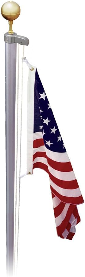 LIVEVIE Iconic Flag Pole Timeless Tradition &amp; Craftsmanship, Rust-Free Aluminum, Elegant Design, Complete Kit, Traditional Sectional, Rope System, 21-ft Length, Withstands Winds up to 130 MPH