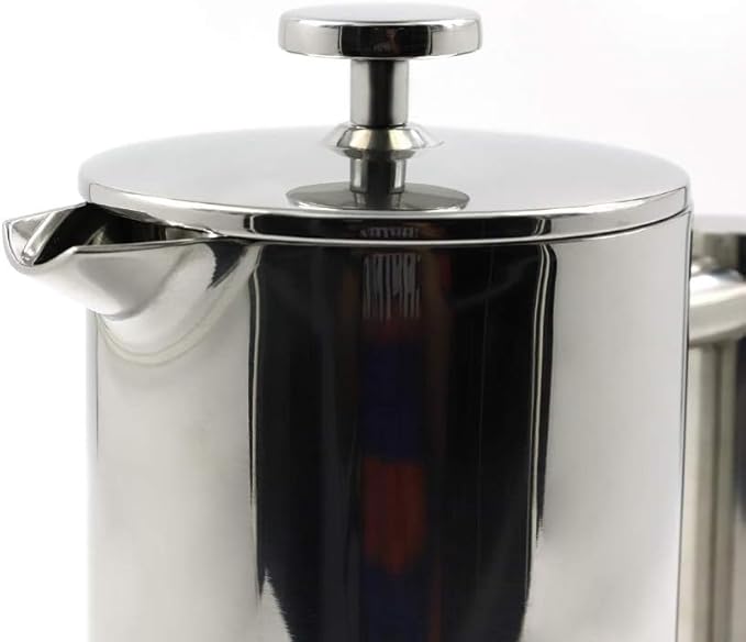 LIVEVIE Double-Walled Stainless Steel French Press Coffee Maker - Rust-Free 304 Grade Steel - Granule-Free Coffee and Tea Brewer - Stylish and Durable Design 32oz