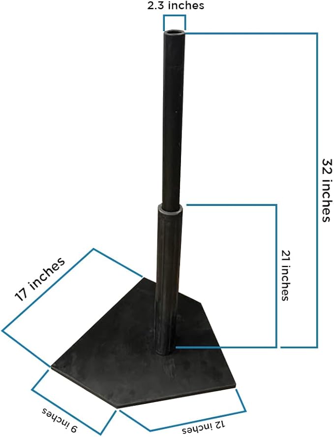 Amber Fight Gear Heavy Duty Adjustable Batting Tee for Baseball, Softball, and Tee Ball - Industrial Strength, All-Weather Rubber, 20 to 32 Inches Height Adjustable