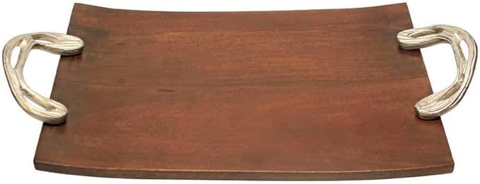 Wooden Party Platter Tray Perfect for Breakfast, Appetizers, Coffee, Bar, and Food Display - 18x10x1 Inches