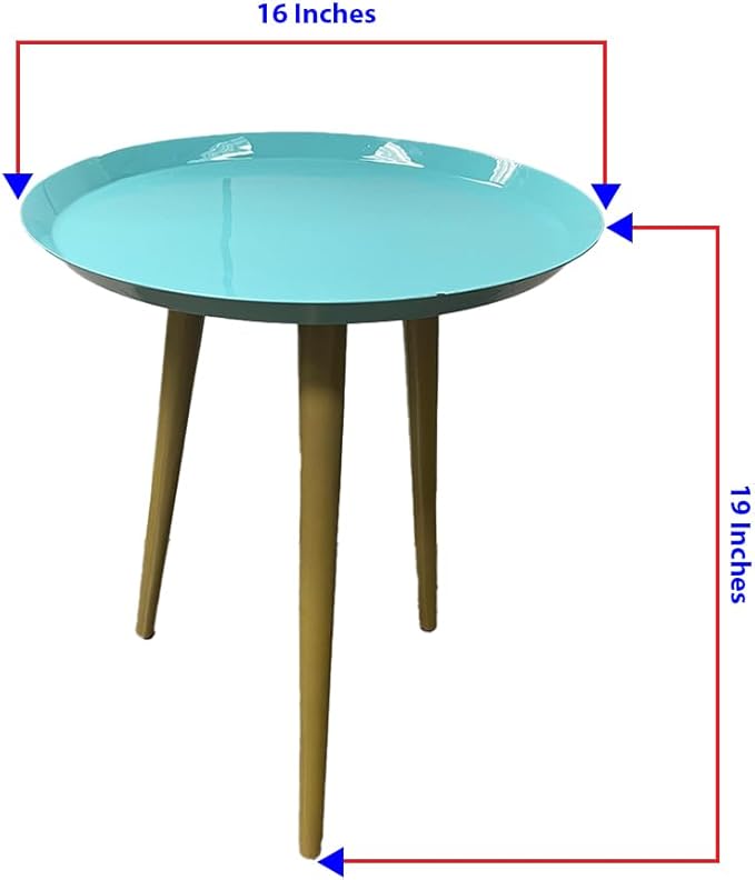 LIVEVIE Bregenz Collection Enamel-Coated Metal End Table Versatile Indoor Decor &amp; Serving Table for Home and Office, Light Blue, 16 x 19 inches
