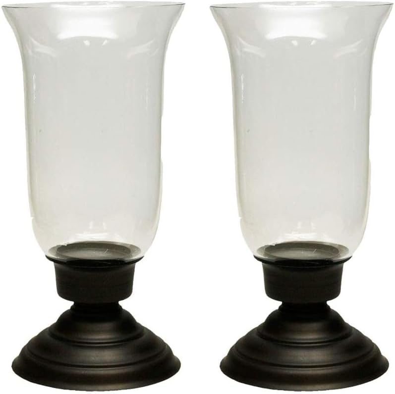Accent Traditions Hurricane Chimney Candle Holder: Table Centerpieces, Dining/Living Room Decor - Wedding Gift, Candlestick Accent D?cor (Set of 2)