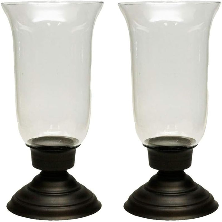 Accent Traditions Hurricane Chimney Candle Holder: Table Centerpieces, Dining/Living Room Decor - Wedding Gift, Candlestick Accent D?cor (Set of 2)