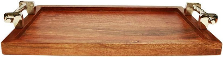 Dreamer Luxury Wooden Serving Tray - Elegant 15" x 10" Platter for Breakfast, Appetizers, Coffee, Bar, and Entertaining