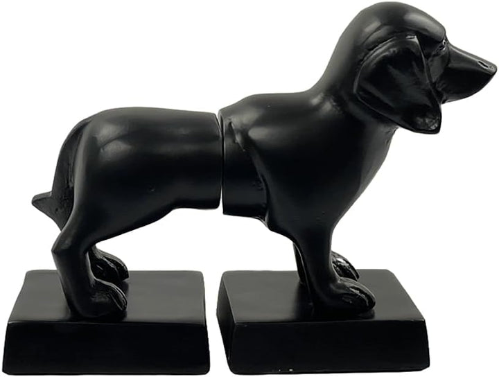 Dachshund Figure Decorative Bookends - Heavy Duty Non-Skid Antique Finish Bookend Set for Office, Library, Living Room - Unique Gift for Dog Lovers &amp; Book Organization