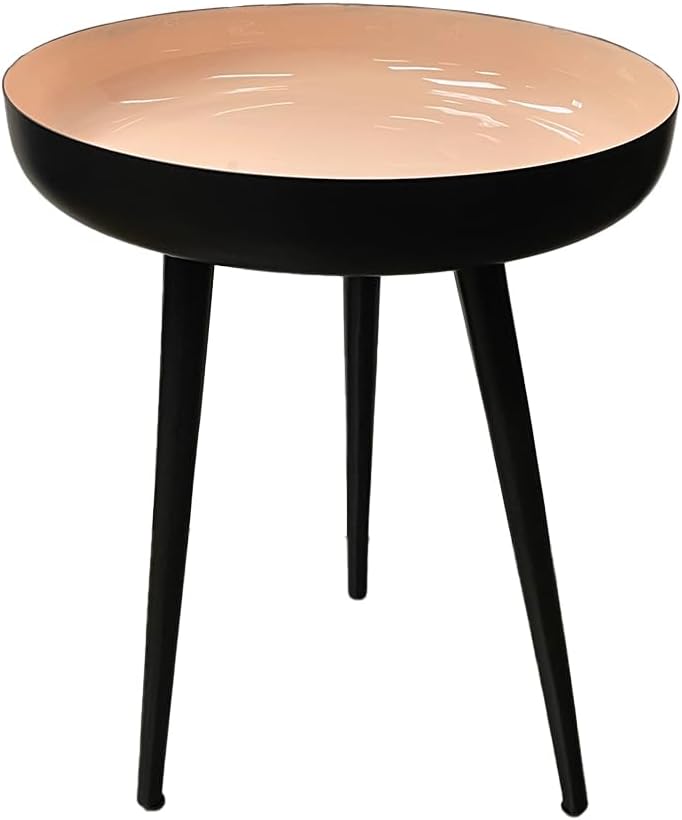 LIVEVIE Bregenz Collection Enamel-Coated Metal End Table Versatile Indoor Decor &amp; Serving Table for Home and Office, Baby Pink, 16 x 20 inches