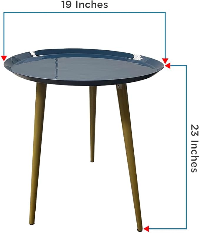 LIVEVIE Bregenz Collection Enamel-Coated Metal End Table Versatile Indoor Decor &amp; Serving Table for Home and Office, Deep Majestic Blue, 19 x 23 inches