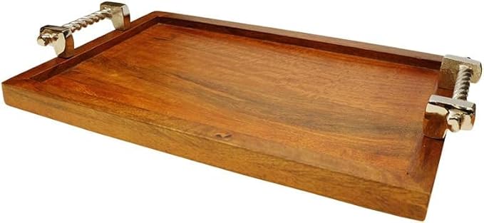 Dreamer Luxury Wooden Serving Tray - Elegant 15" x 10" Platter for Breakfast, Appetizers, Coffee, Bar, and Entertaining