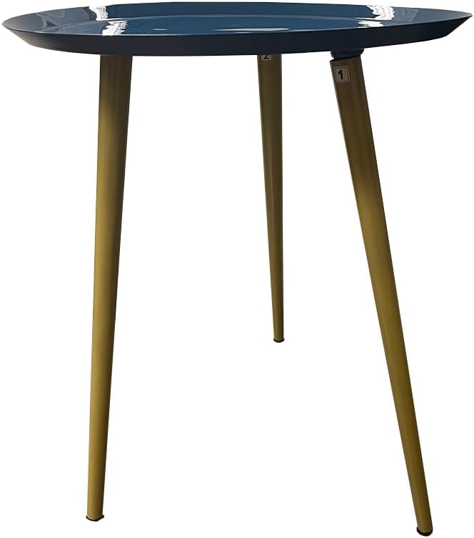 LIVEVIE Bregenz Collection Enamel-Coated Metal End Table Versatile Indoor Decor &amp; Serving Table for Home and Office, Deep Majestic Blue, 19 x 23 inches