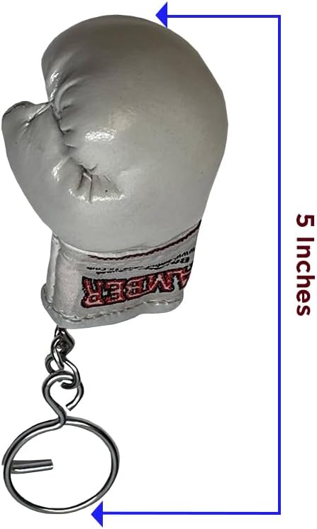 Amber Sporting Goods Boxing Glove Replica Keyring Authentic Miniature Souvenir with Heavy-Duty Design (White)