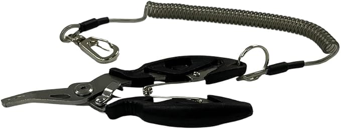 Amber Fight Gear Stainless Steel Fishing Pliers Set with Hook Remover, Braid Cutters, and Split Ring Tip - Saltwater Resistant Tools for Anglers, Black