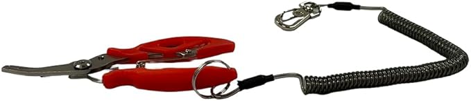 Amber Fight Gear Stainless Steel Fishing Pliers Set with Hook Remover, Braid Cutters, and Split Ring Tip - Saltwater Resistant Tools for Anglers, Red