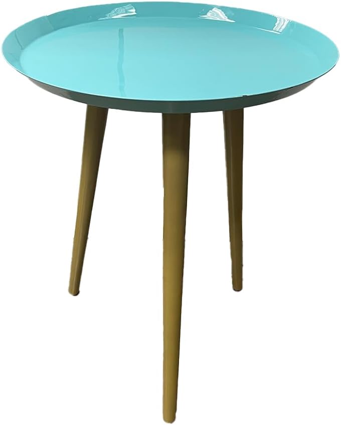 LIVEVIE Bregenz Collection Enamel-Coated Metal End Table Versatile Indoor Decor &amp; Serving Table for Home and Office, Light Blue, 16 x 19 inches