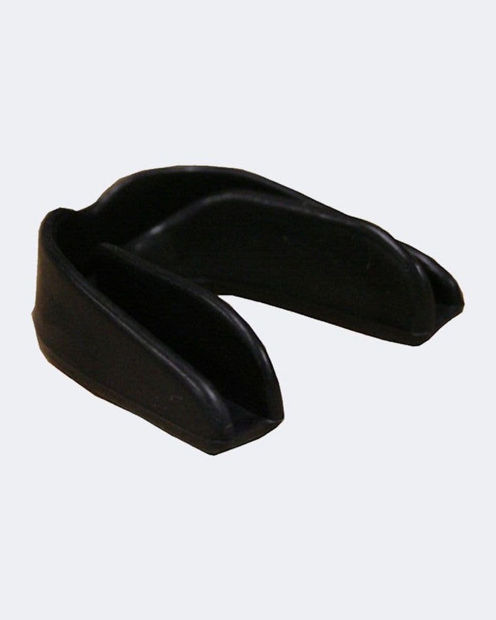 Black custom fit sports mouthguard with a hygienic carrying cas