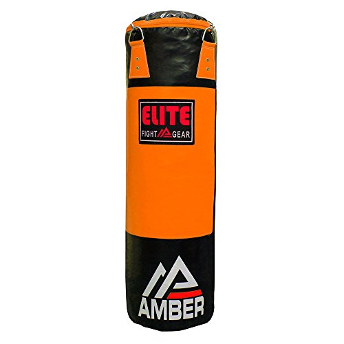 Elite Strikeforce Heavybag for Boxing, Kickboxing, MMA, Muay Thai ToughTek Leather, Triple Stitched, Sand Weighted, D-Ring, Chains &amp; Swivel, Filled