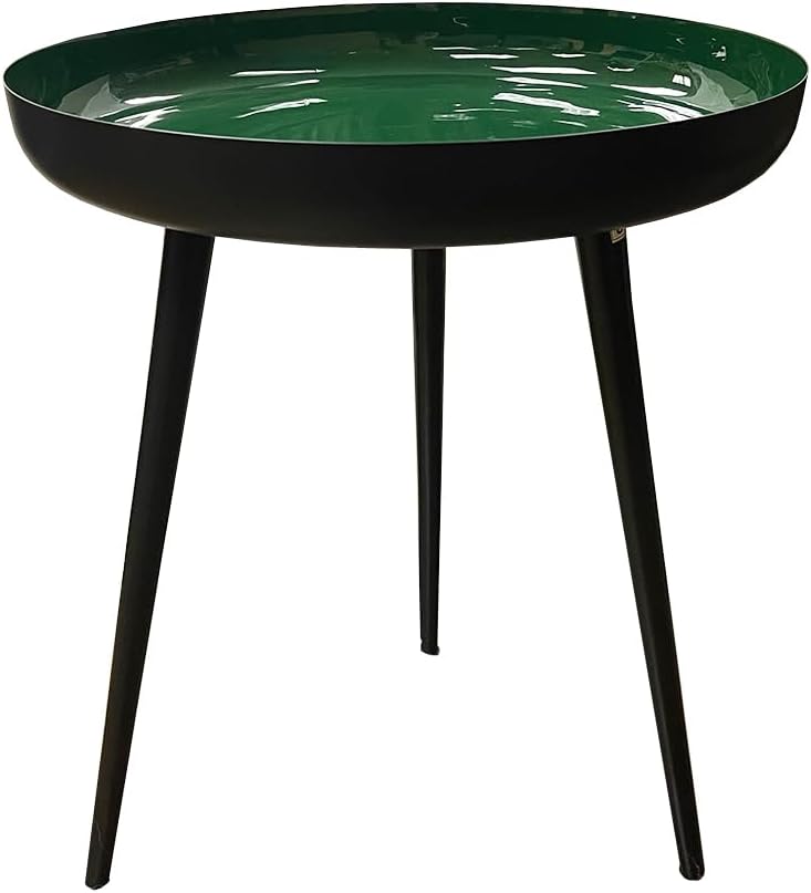 LIVEVIE Bregenz Collection Enamel-Coated Metal End Table Versatile Indoor Decor &amp; Serving Table for Home and Office, Forest Green, 20 x 24 inches