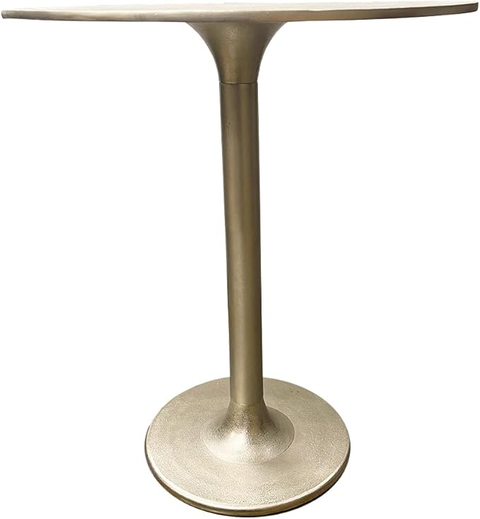 LIVEVIE Salvatore Collection Classic Cast Aluminum Pedestal Table - Multi-Purpose Decorative Table for Home &amp; Office Use, Metalic Silver