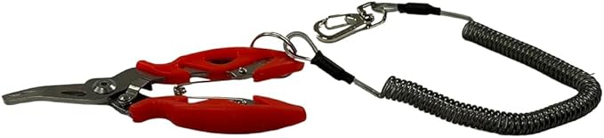 Amber Fight Gear Stainless Steel Fishing Pliers Set with Hook Remover, Braid Cutters, and Split Ring Tip - Saltwater Resistant Tools for Anglers, Red