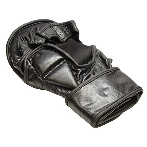 Elite MMA Striking Training Gloves, Real Leather Grappling Mitts for Martial Arts, Sparring, Punching Bag, and Cage Fighting, Open Palm, Half Thumb