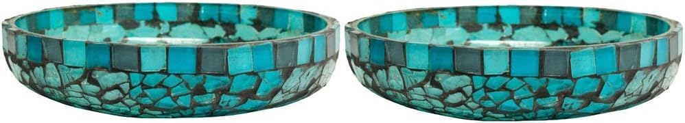 Blue Moon Glass Pillar Plate Holder Functional Table Decorations Centerpieces for Dining/Living Room-Best Wedding Gift Candle Stick Accent Decor (Set of 2)