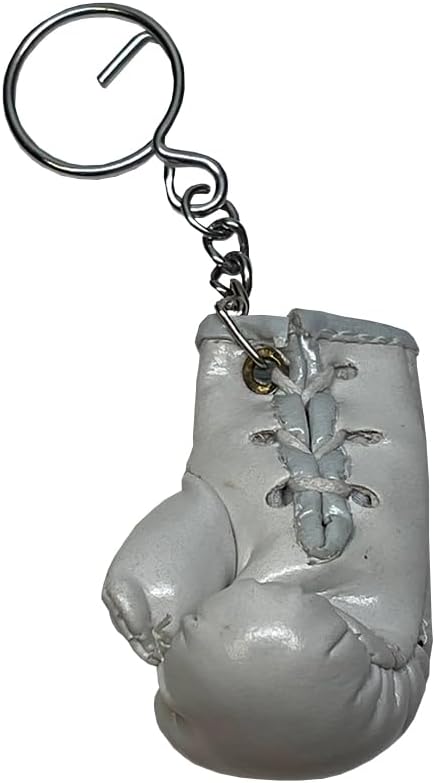 Amber Sporting Goods Boxing Glove Replica Keyring Authentic Miniature Souvenir with Heavy-Duty Design (White)