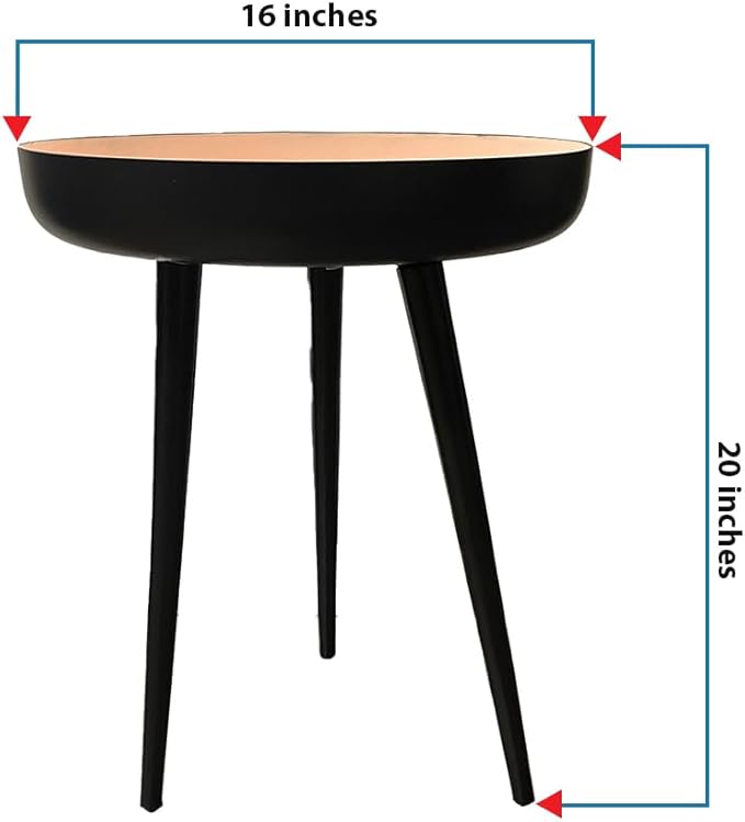 LIVEVIE Bregenz Collection Enamel-Coated Metal End Table Versatile Indoor Decor &amp; Serving Table for Home and Office, Baby Pink, 16 x 20 inches