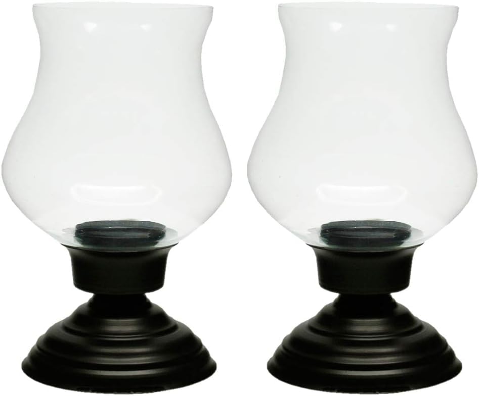 Traditional Hurricane Candle Holders with Wide Chimney - Elegant Table Centerpieces, Ideal Wedding Gift, 10 Inches (Set of 2)