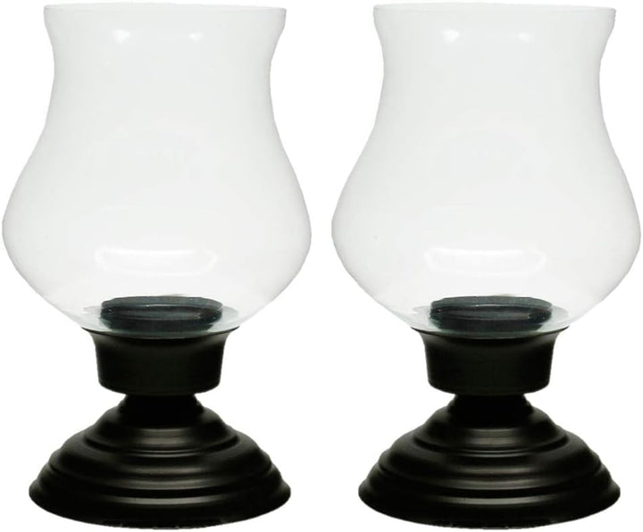 Traditional Hurricane Candle Holders with Wide Chimney - Elegant Table Centerpieces, Ideal Wedding Gift, 10 Inches (Set of 2)