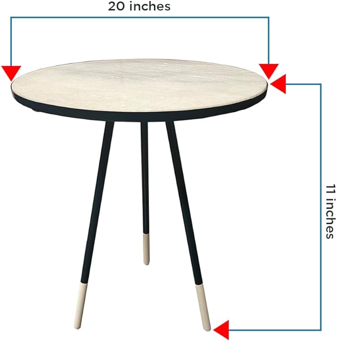 LIVEVIE Rhein Collection Marble Top End Table - Indoor D?cor &amp; Serving Table for Home &amp; Office, 20-Inch