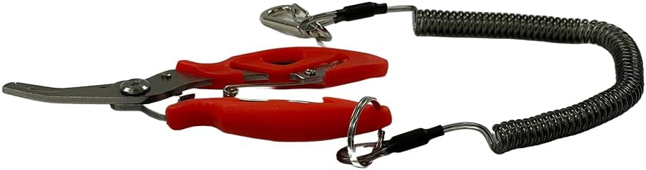 Amber Fight Gear Stainless Steel Fishing Pliers Set with Hook Remover, Braid Cutters, and Split Ring Tip - Saltwater Resistant Tools for Anglers, Red