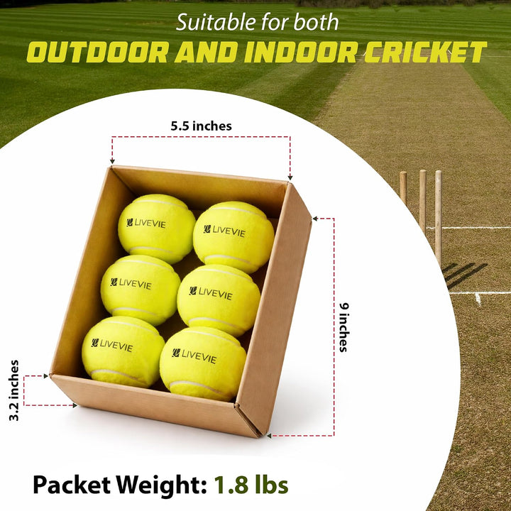 LIVEVIE Professional Cricket Tennis Balls, 2.5 Inch, Training