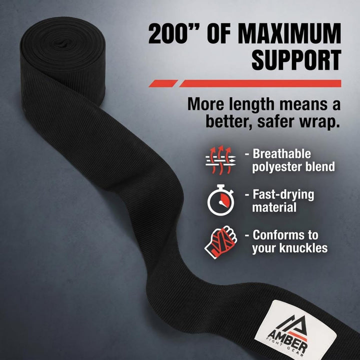 Amber Fight Gear Mexican Style 200-Inch Elastic Boxing Hand Wraps