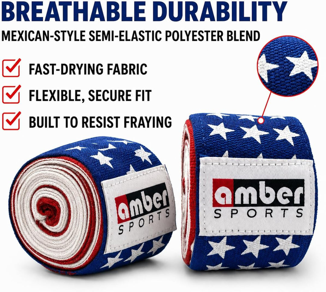Amber Fight Gear USA Flag 180-Inch Polyester Boxing Hand Wraps