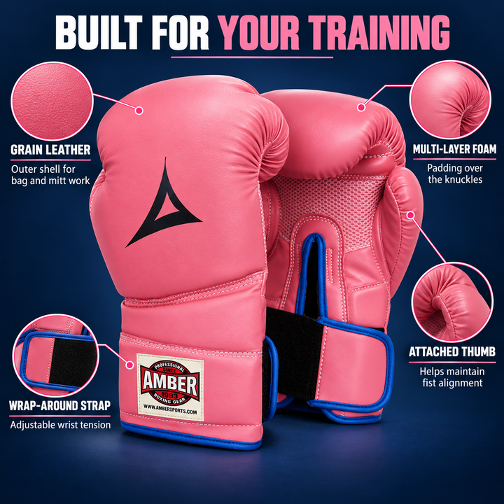 Classic Pro Style Training Gloves, Hook &amp; Loop Closure, Secure Fit, Maximum Protection &amp; Durability, Pink