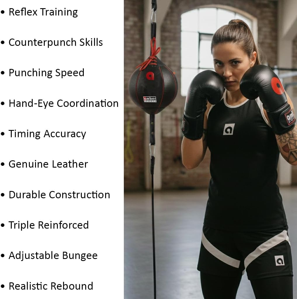 Amber Fight Gear Leather Double End Speed Bag for Boxing and MMA