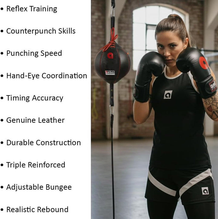Amber Fight Gear Leather Double End Speed Bag for Boxing and MMA