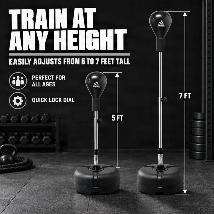 Amber Fight Gear Freestanding Boxing Punching Bag - Improve Speed &amp; Coordination | Adjustable Height, Kids &amp; Adults Fitness Workout