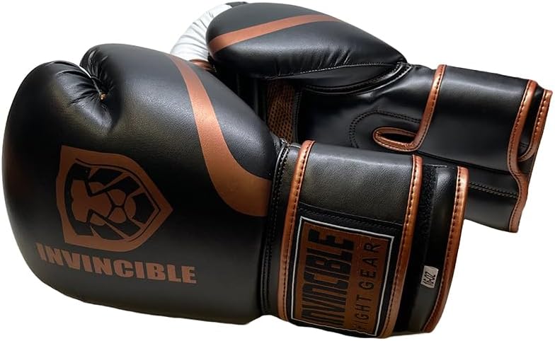 Invincible Fight Gear Standard Toughtek Hook and Loop Training Boxing Gloves - Ideal for Boxing, Kickboxing, Muay Thai, MMA for Men Women and Kids