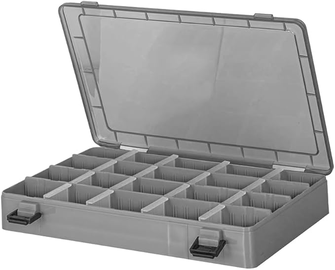 Amber Fight Gear Tackle Box Organizer with Adjustable Dividers, Waterproof Fishing Tackle Storage, Plastic Box Organizer Trays, Black