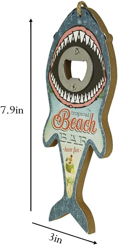 Shark Bottle Opener for Beer, Soda, and Pop Tops - Wall Mount Bartender Kitchen Barware