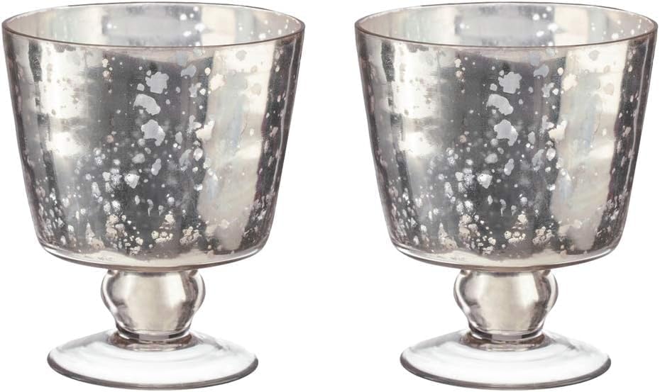 Champagne Collection Conical Bowl Shaped Handmade Glass Votive Candle Holders - Ideal for Weddings and Home D?cor (Set of 2)