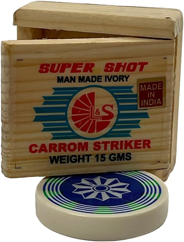 Premium Carrom Striker for Ultimate Precision and Style, Crafted from Man-Made Ivory, 15gms, Professional Packaging, Diverse Aesthetic Selection, Ergonomic Design, 1.6" Diameter (Set of 2)