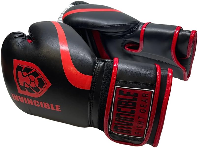 Invincible Fight Gear Standard Toughtek Hook and Loop Training Boxing Gloves - Ideal for Boxing, Kickboxing, Muay Thai, MMA for Men Women and Kids
