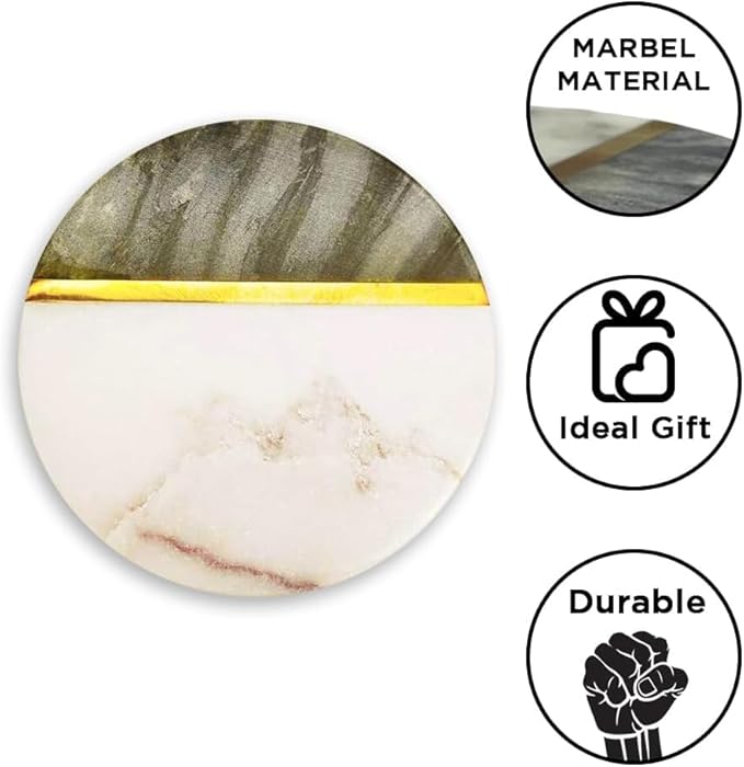 Dreamer Marble Coaster Set Great for Indoors or Outdoors for Wine Glasses, Tea Cups, Coffee Mugs or Juice Glasses (Set of 4)